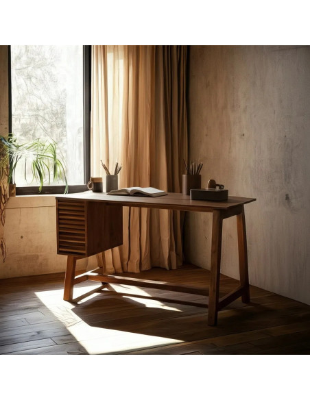 Bureau en manguier avec porte latérale