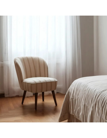 Fauteuil rétro en tissu rayé