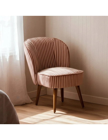 Fauteuil rétro en tissu rayé