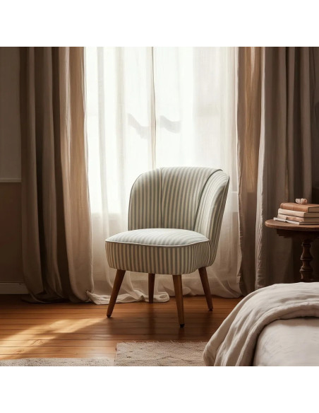 Fauteuil rétro en tissu rayé