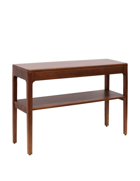 Console 2 étagères avec tiroirs en bois massif d'acajou