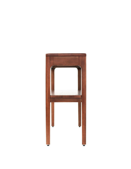 Console 2 étagères avec tiroirs en bois massif d'acajou