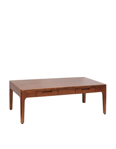 Table basse avec 2 tiroirs en bois massif d'acajou