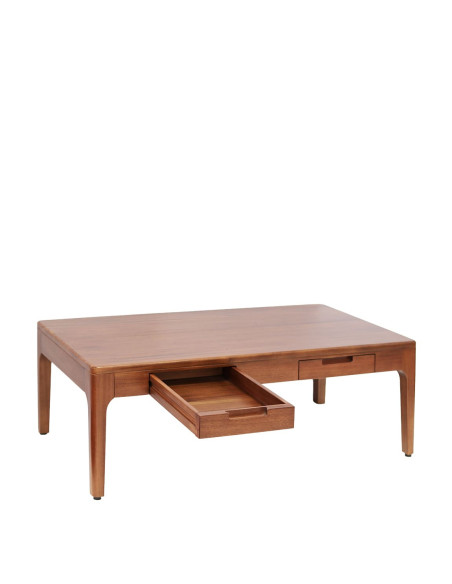 Table basse avec 2 tiroirs en bois massif d'acajou