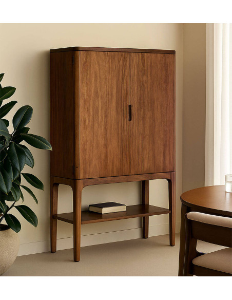 Buffet haut 2 portes en bois massif d'acajou