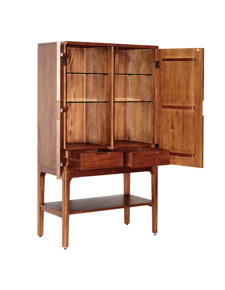 Buffet haut 2 portes en bois massif d'acajou