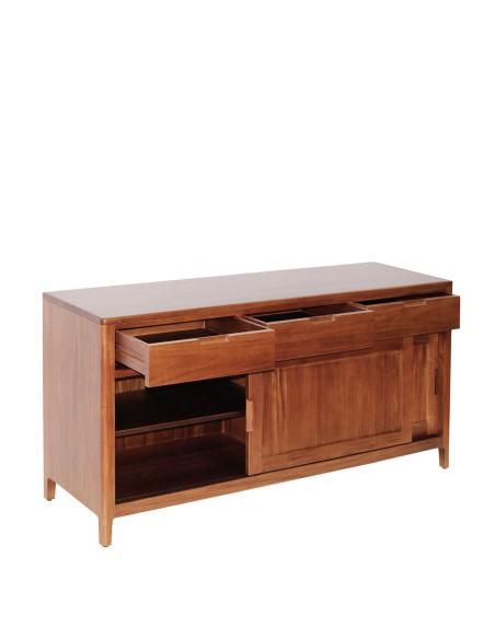 Grand buffet portes coulissantes 3 tiroirs en acajou massif