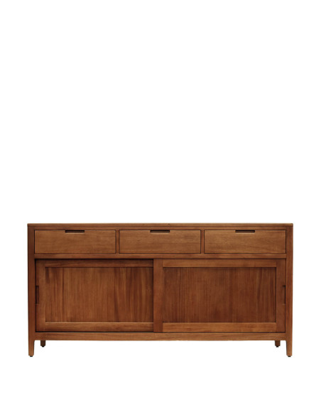 Grand buffet portes coulissantes 3 tiroirs en acajou massif