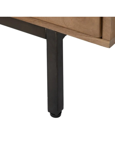 Buffet en manguier avec portes coulissantes et tiroirs