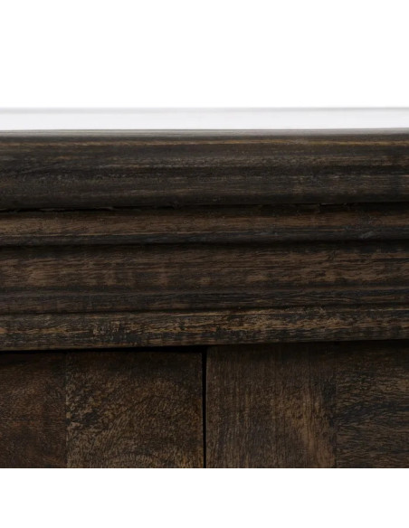 Îlot de cuisine ovale en manguier teinté et marbre