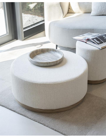 Pouf rond ou table basse en tissu