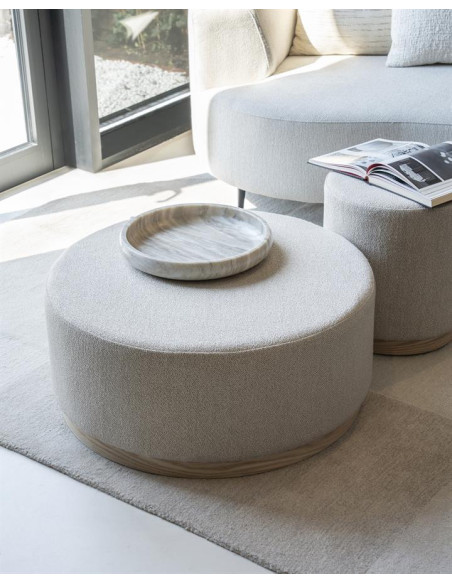 Pouf rond ou table basse en tissu