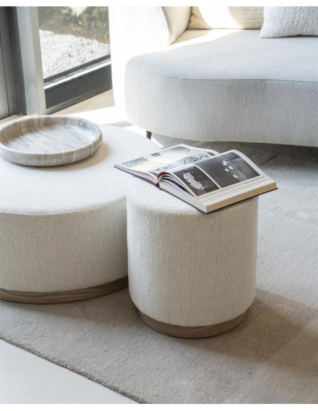 Pouf rond ou table basse en tissu