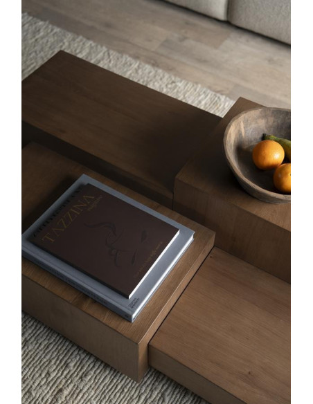 Table basse multi cubes en chêne