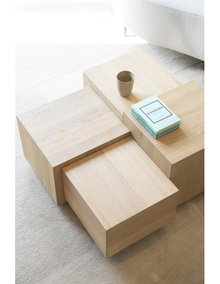 Table basse multi cubes en chêne