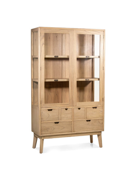 Vitrine bois massif avec tiroirs