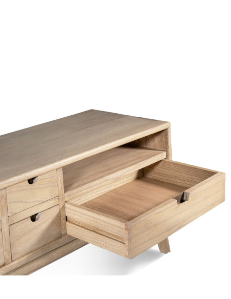 Meuble TV en bois clair avec tiroirs