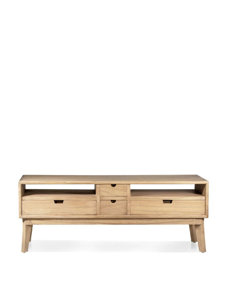 Meuble TV en bois clair avec tiroirs
