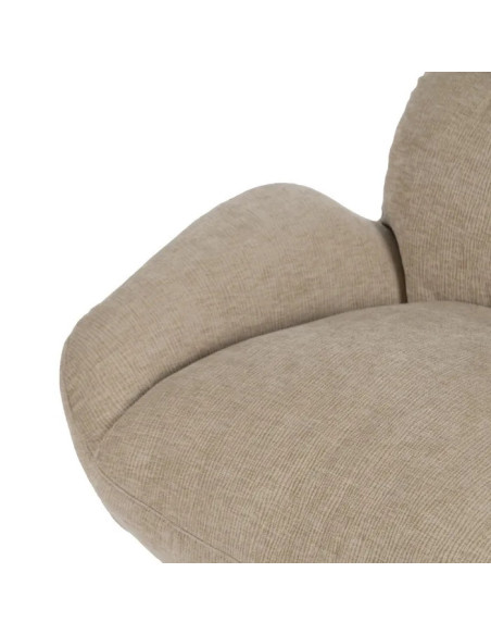 Fauteuil lounge rotatif en tissu beige
