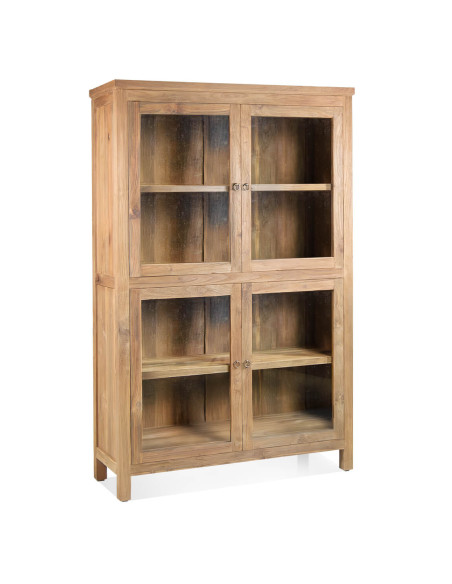 Vitrine 4 portes en bois de teck
