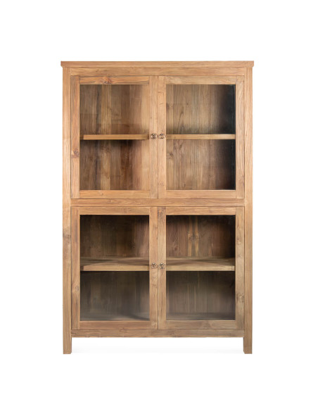 Vitrine 4 portes en bois de teck