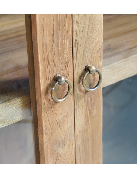 Vitrine 4 portes en bois de teck