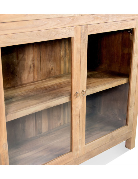 Vitrine 4 portes en bois de teck
