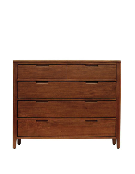 Commode 5 tiroirs en bois d'acajou