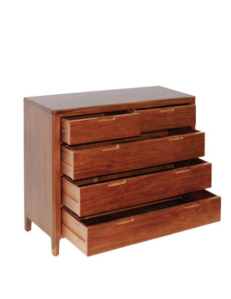 Commode 5 tiroirs en bois d'acajou