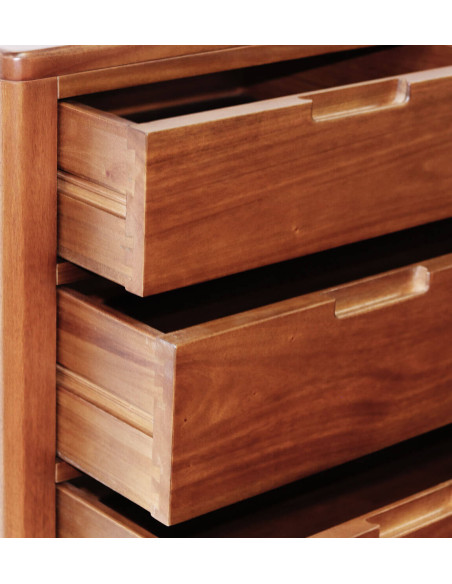 Commode 5 tiroirs en bois d'acajou