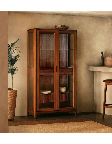 Armoire vitrine en acajou massif