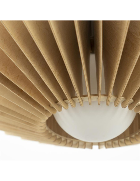 Suspension lamelles de bois et métal