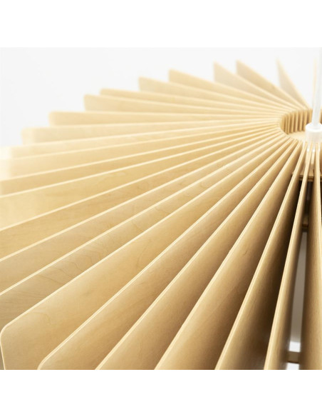 Suspension lamelles de bois et métal