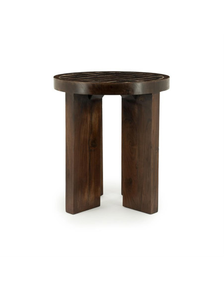 Table basse en manguier teinté et céramique