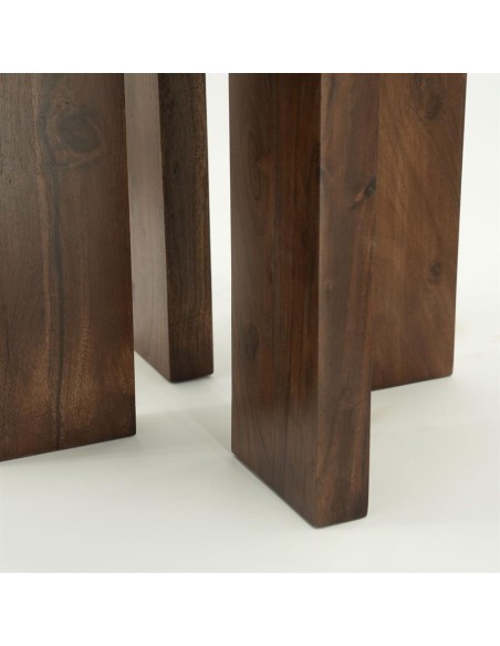 Table basse en manguier teinté et céramique
