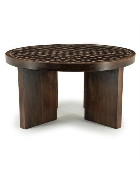 Table basse en manguier teinté et céramique