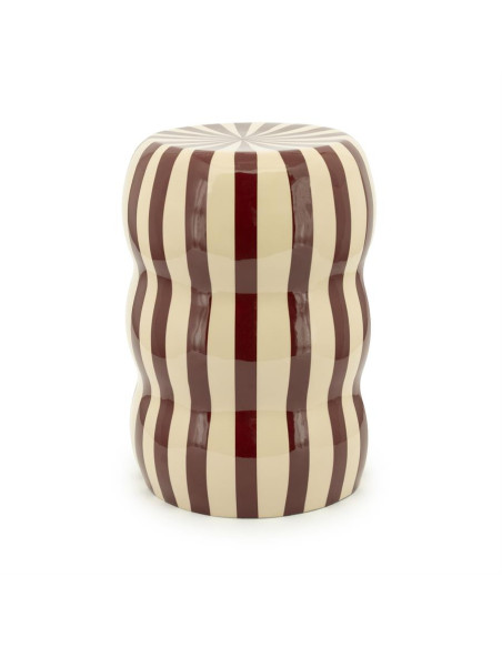 Table d'appoint en métal rayé bordeaux et beige