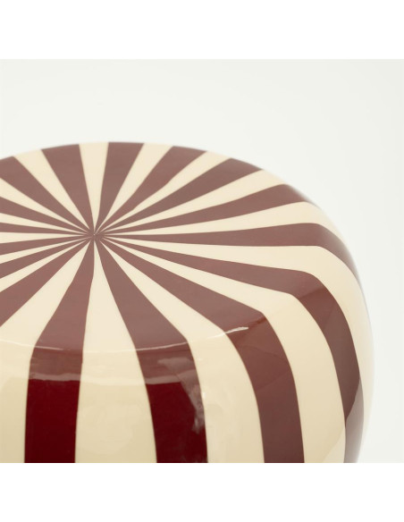 Table d'appoint en métal rayé bordeaux et beige