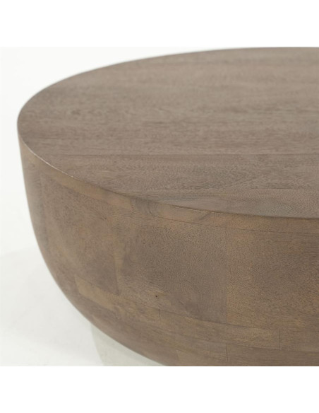 Table basse ronde en manguier teinté Kari