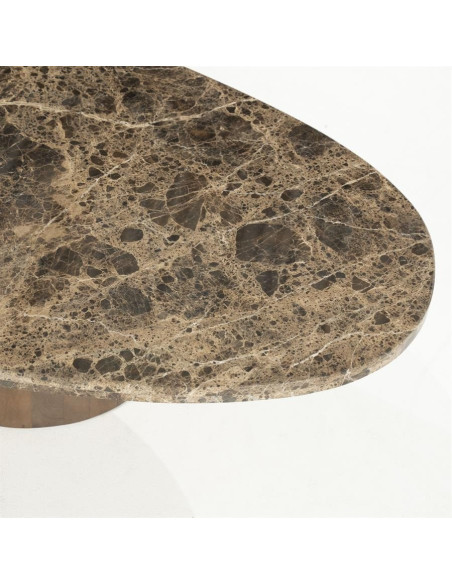 Table basse en manguier et marbre forme organique
