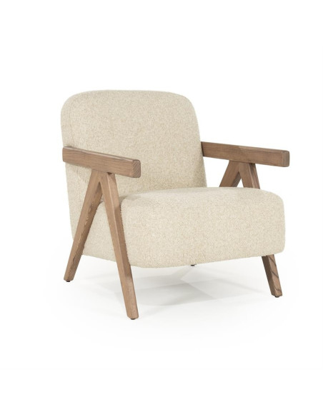 Fauteuil lounge en tissu et bois de frêne