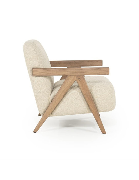 Fauteuil lounge en tissu et bois de frêne