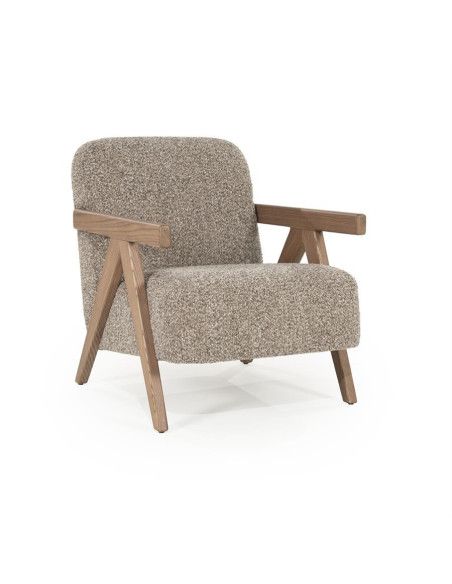 Fauteuil lounge en tissu et bois de frêne