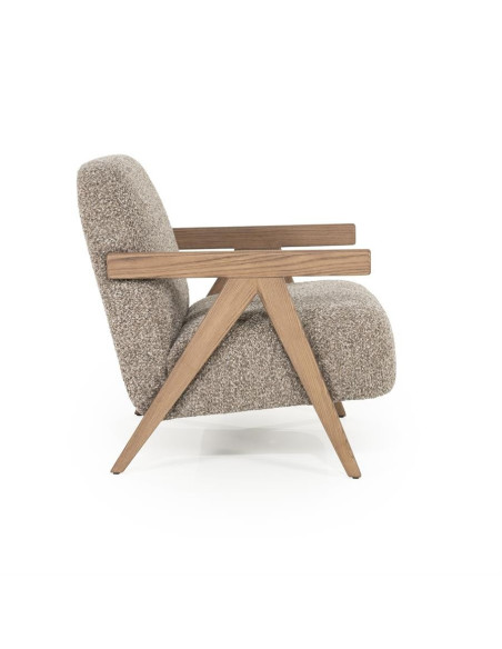 Fauteuil lounge en tissu et bois de frêne