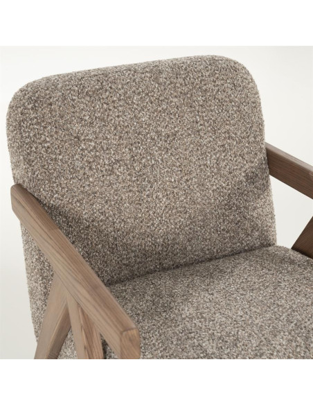 Fauteuil lounge en tissu et bois de frêne
