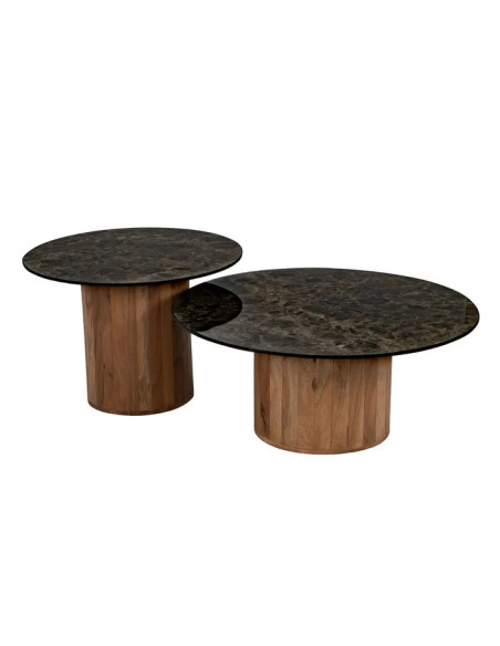 Lot de 2 Tables basses plateaux effet marbre