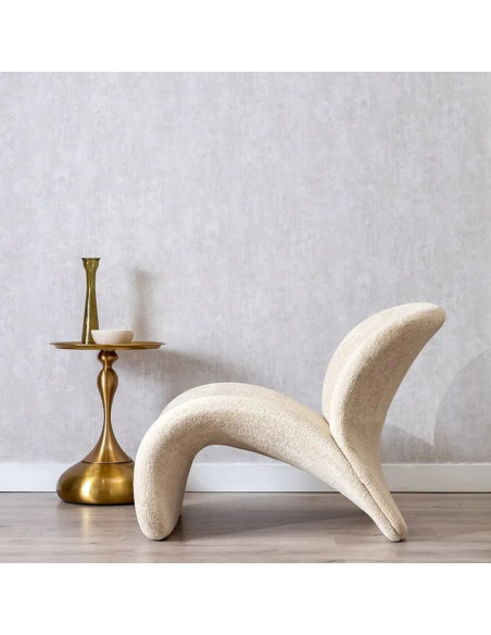Fauteuil lounge et design en tissu beige