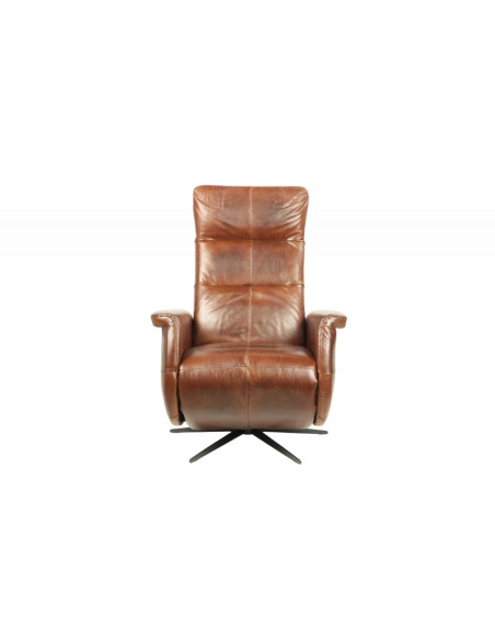 Fauteuil pivotant avec haut dossier en cuir relax