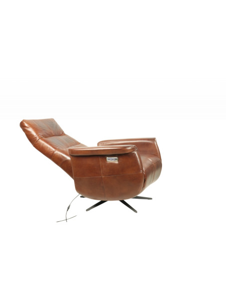 Fauteuil pivotant avec haut dossier en cuir relax