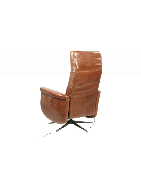 Fauteuil pivotant avec haut dossier en cuir relax